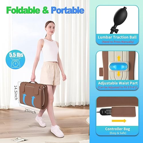 Miniatura 6 de Alfombrilla de masaje de cuerpo completo con calor, almohadilla de masaje de espalda con tracción lumbar, equipada con almohada térmica, 4 modos de