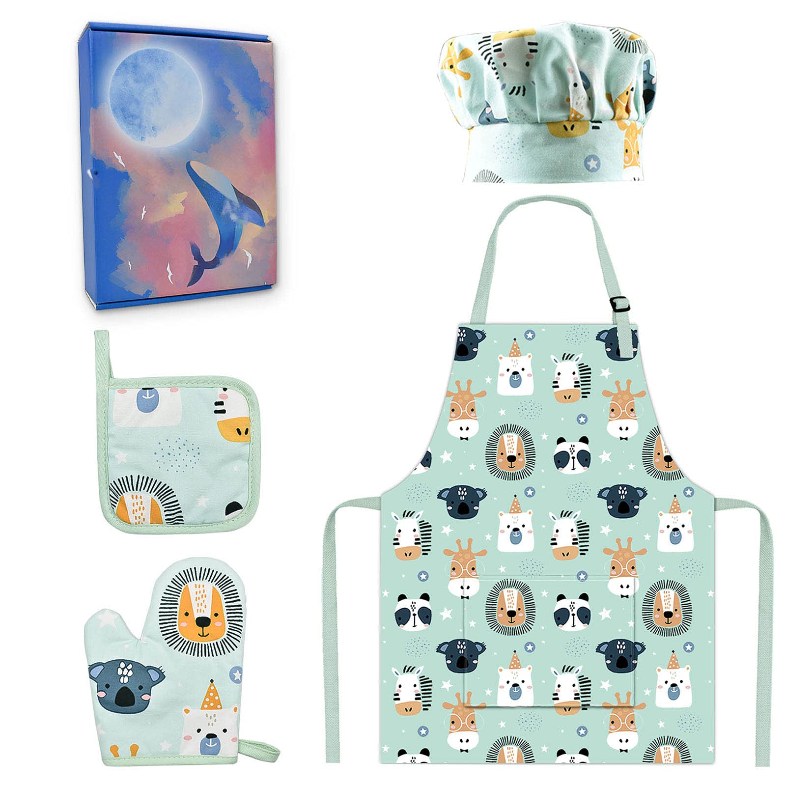Kids Apron Adjustable Strap for Boys and Girls 100% Cotton, Toddler Chef Apron with Pocket for Kitchen Cooking