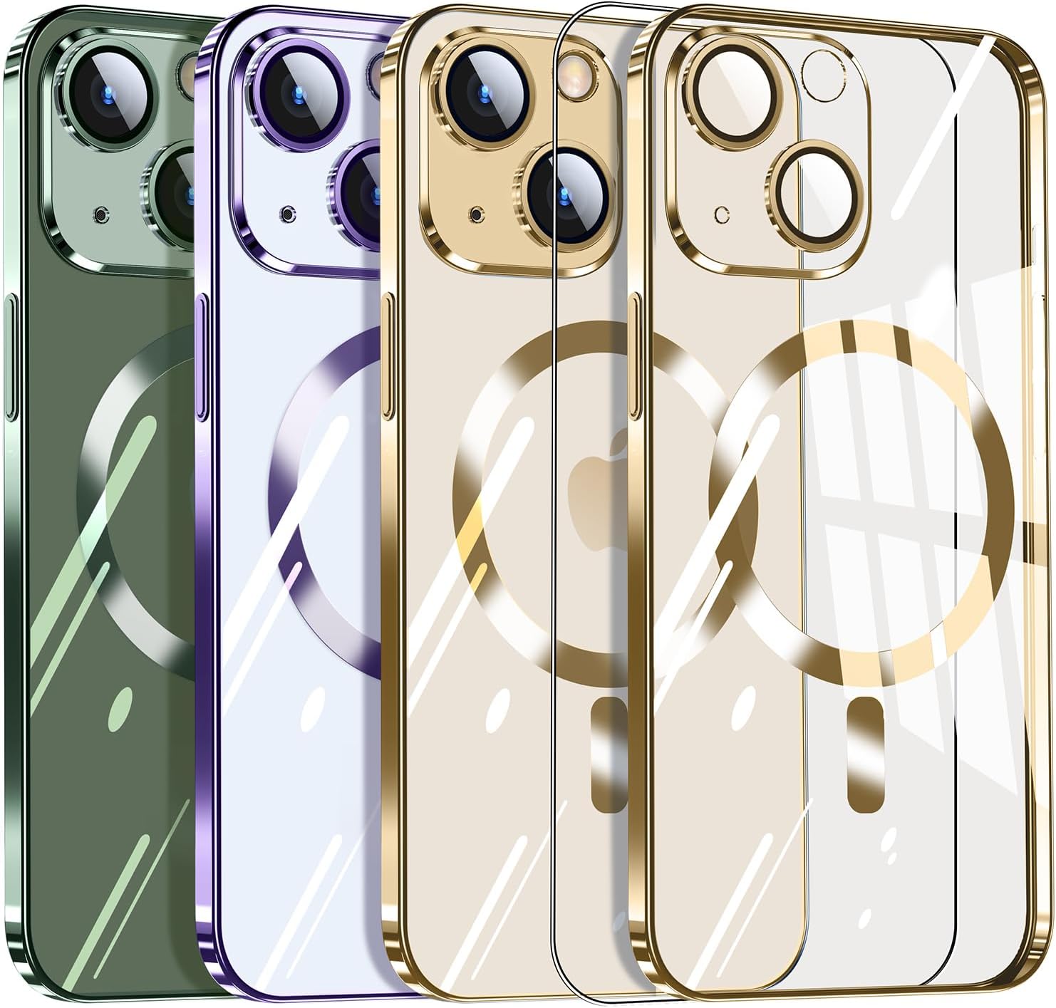 Dataroad Magnetic Golden Titanium for iPhone 15 Plus Case,Full Camera Cover Protection [Compatible with Magsafe] [Non-Yellowing]Slim Design Electroplate with Screen Protector for Thin Cover 6.7inch
