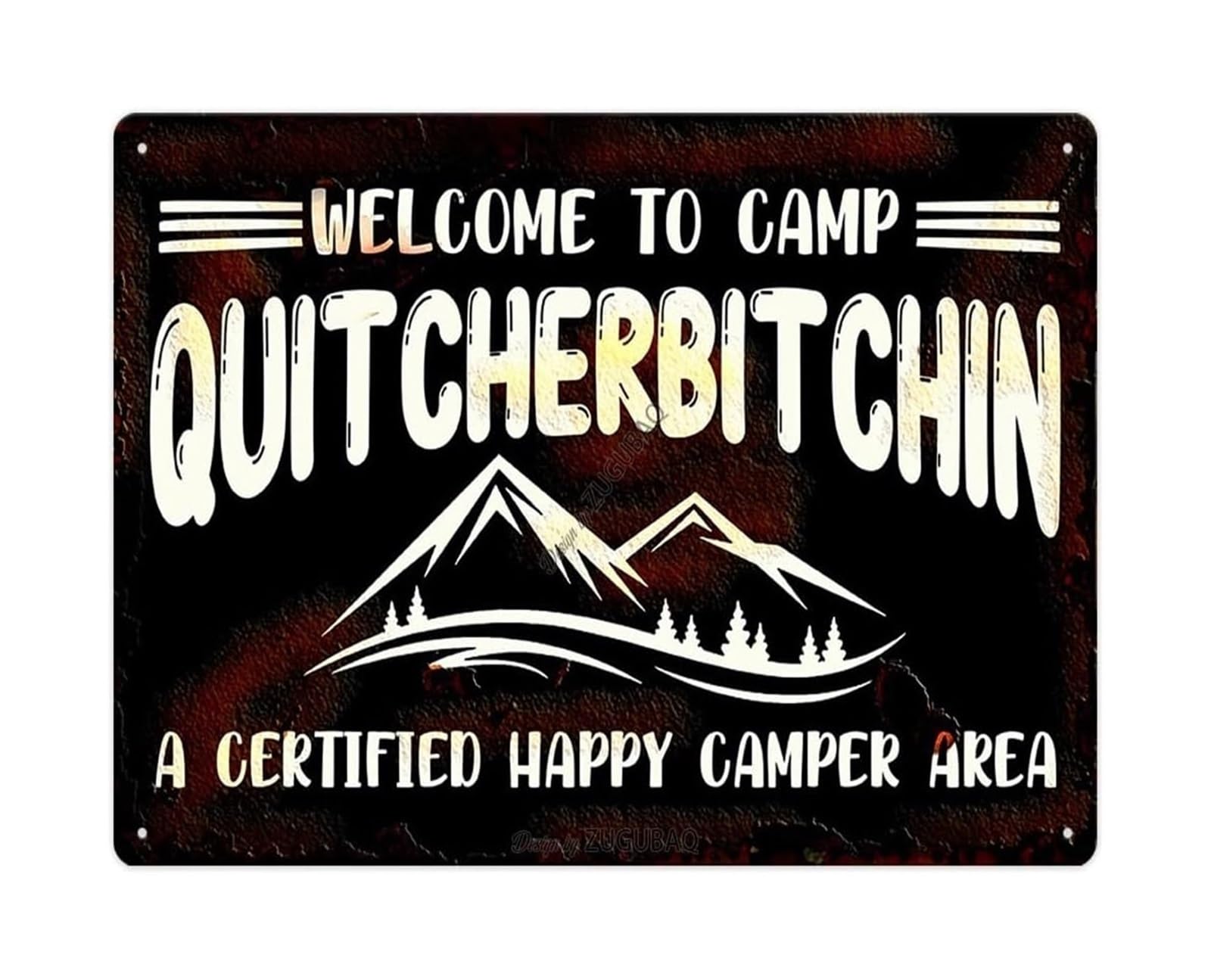 HSMXNEONJB Happy Camper Certified Area Vintage Tin Sign Welcome To Camp Metal Wall-Art for Cabin Porch Home Game Room 8 X 12 inch