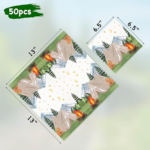 Miniatura 2 de Nefelibata Servilletas de papel para campamento con decoración de cumpleaños, servilletas de papel con acuarela, tienda de campaña de acuarela,