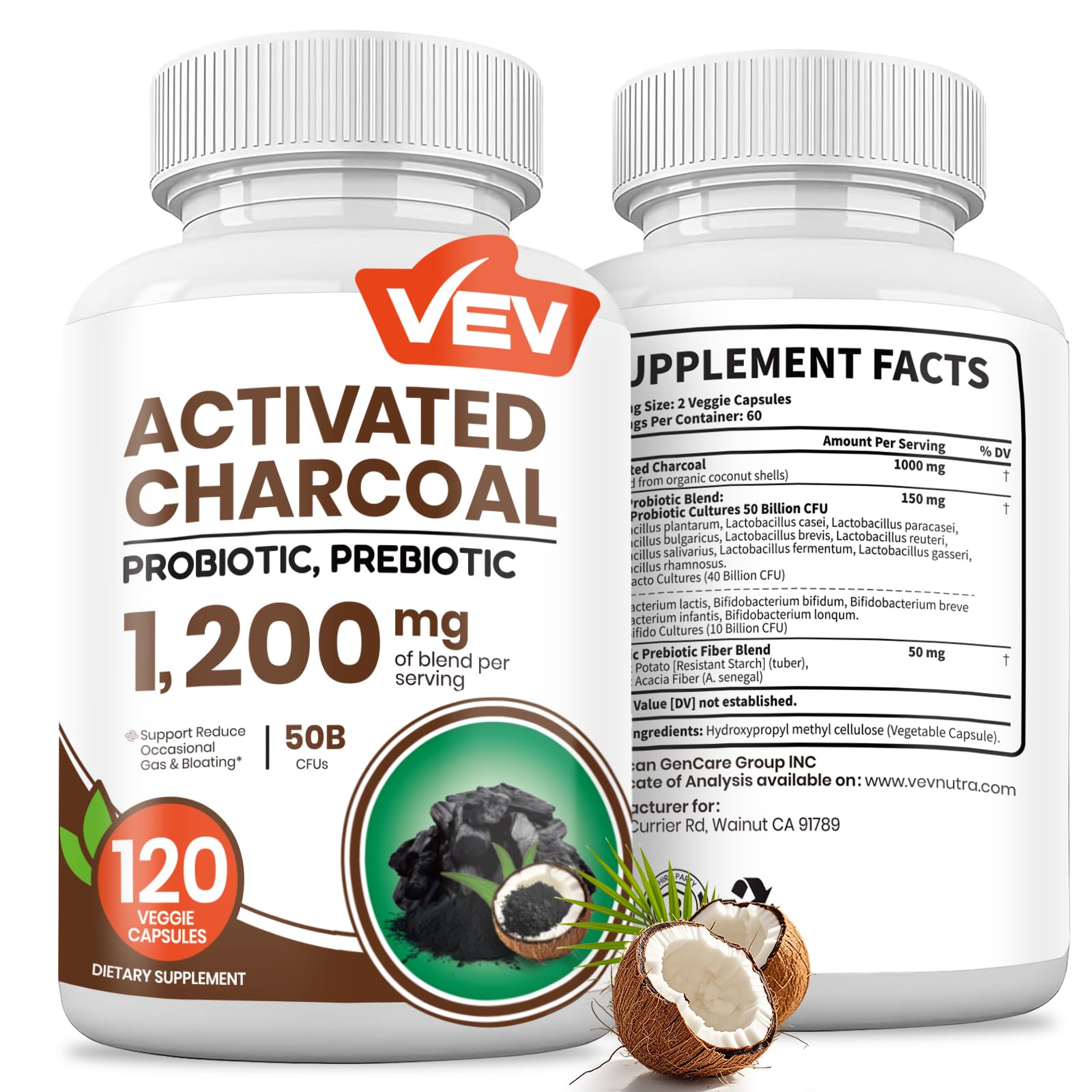 VEV Activated Charcoal with Probiotics