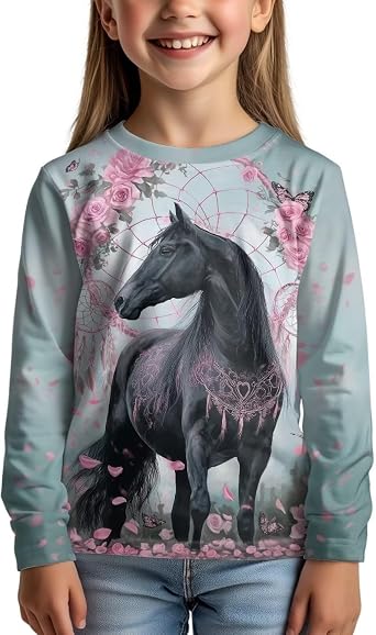 Girls Graphic Tees Long Sleeve Toddler & Little Kids Shirt