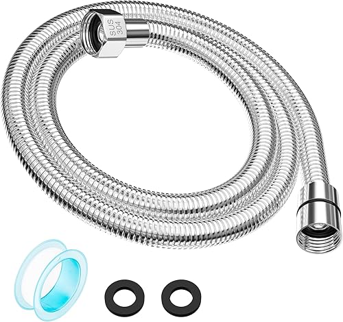 Manguera de ducha de 59", extralarga, de acero inoxidable 304, manguera de ducha de mano, extensión/reemplazo, flexible y duradera, inserto