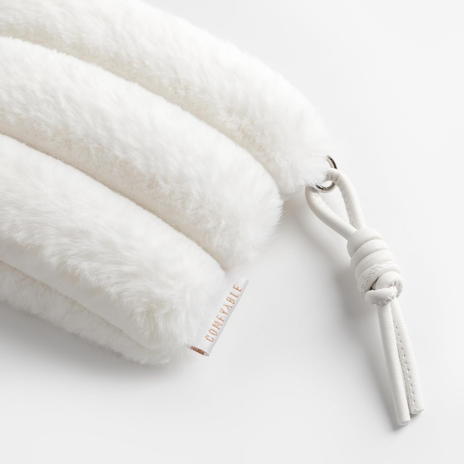 Comfyable Faux Fur Cute Coin Purse Pouch Change Holder For Women, Small Organizer with Magnetic Closure, Lanyard, Storage for Airpods, USB Flash Drive, Lipstick, Card, Key, Daily Items, Rice - Image 3