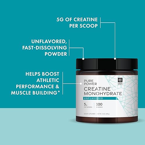 Miniatura 3 de Dr. Mercola Pure Power Monohidrato de creatina, sin sabor, 17.60 onzas, 100 porciones, sin OMG, sin gluten, sin soja, certificado NSF Sport