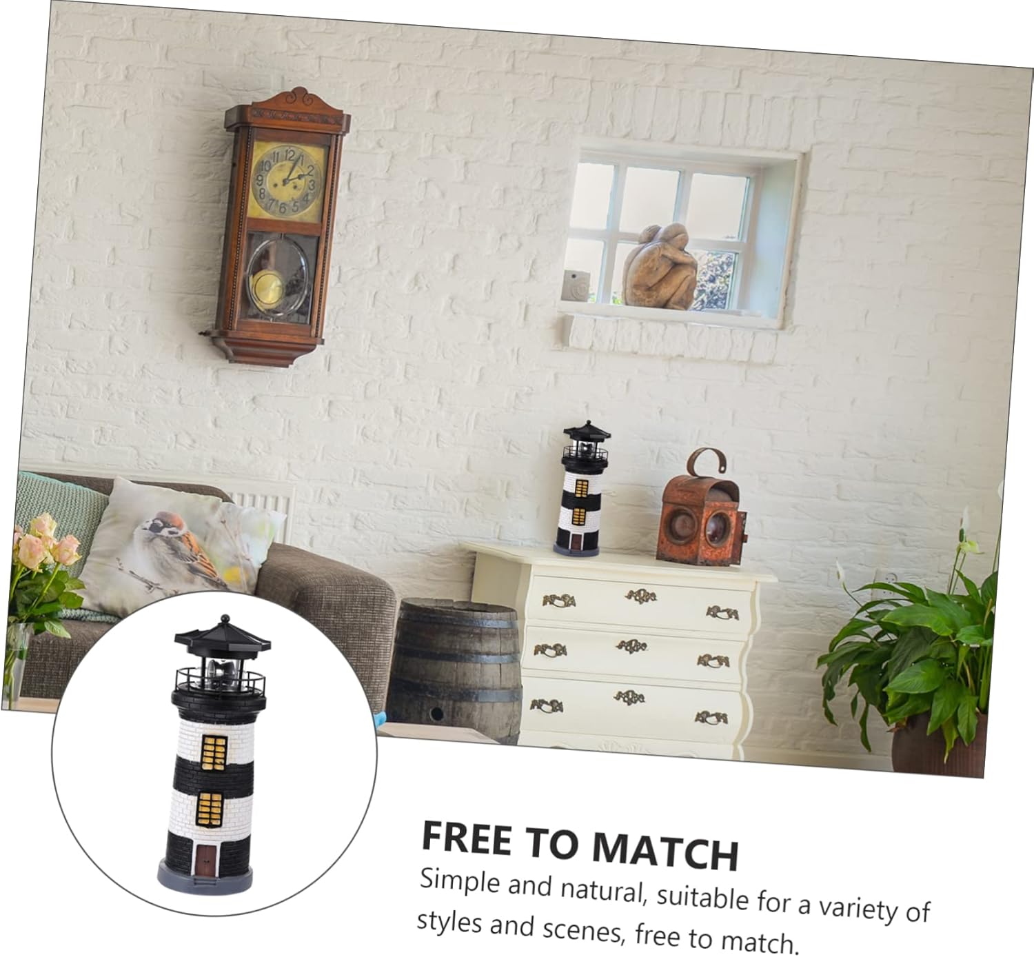 UPKOCH Chic Solar Lighthouse Decorative Garden Lamp for Outdoor Patios Unique Solar-Powered Light for Garden Decoration and Design