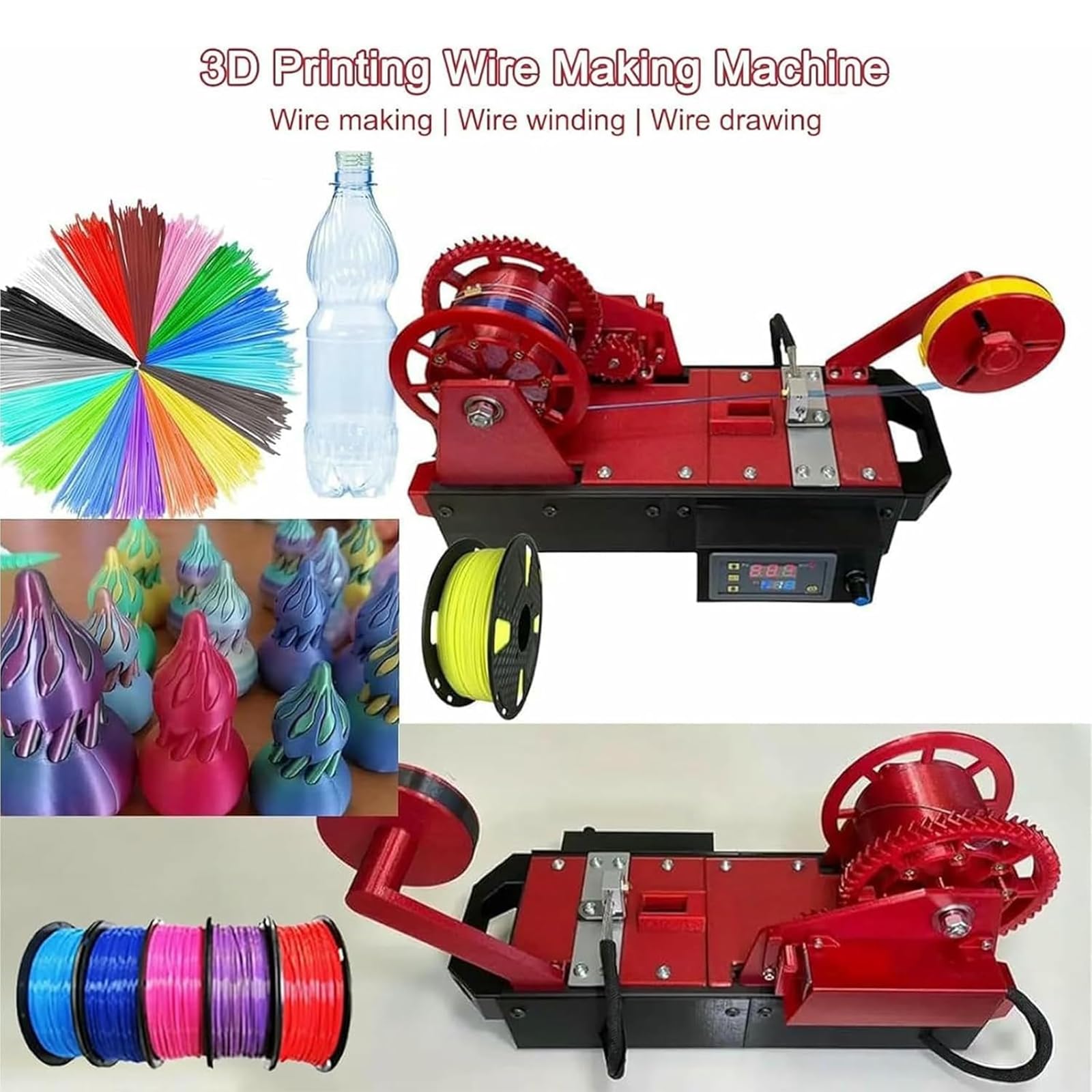 Máquina Extrusora Para Fabricar Filamento Para Impresoras 3D, Máquina De Escritorio Para Fabricar Filamento, Control Digital De Temperatura, Recicladora De Botellas Recicladas, Pantalla De Precisión