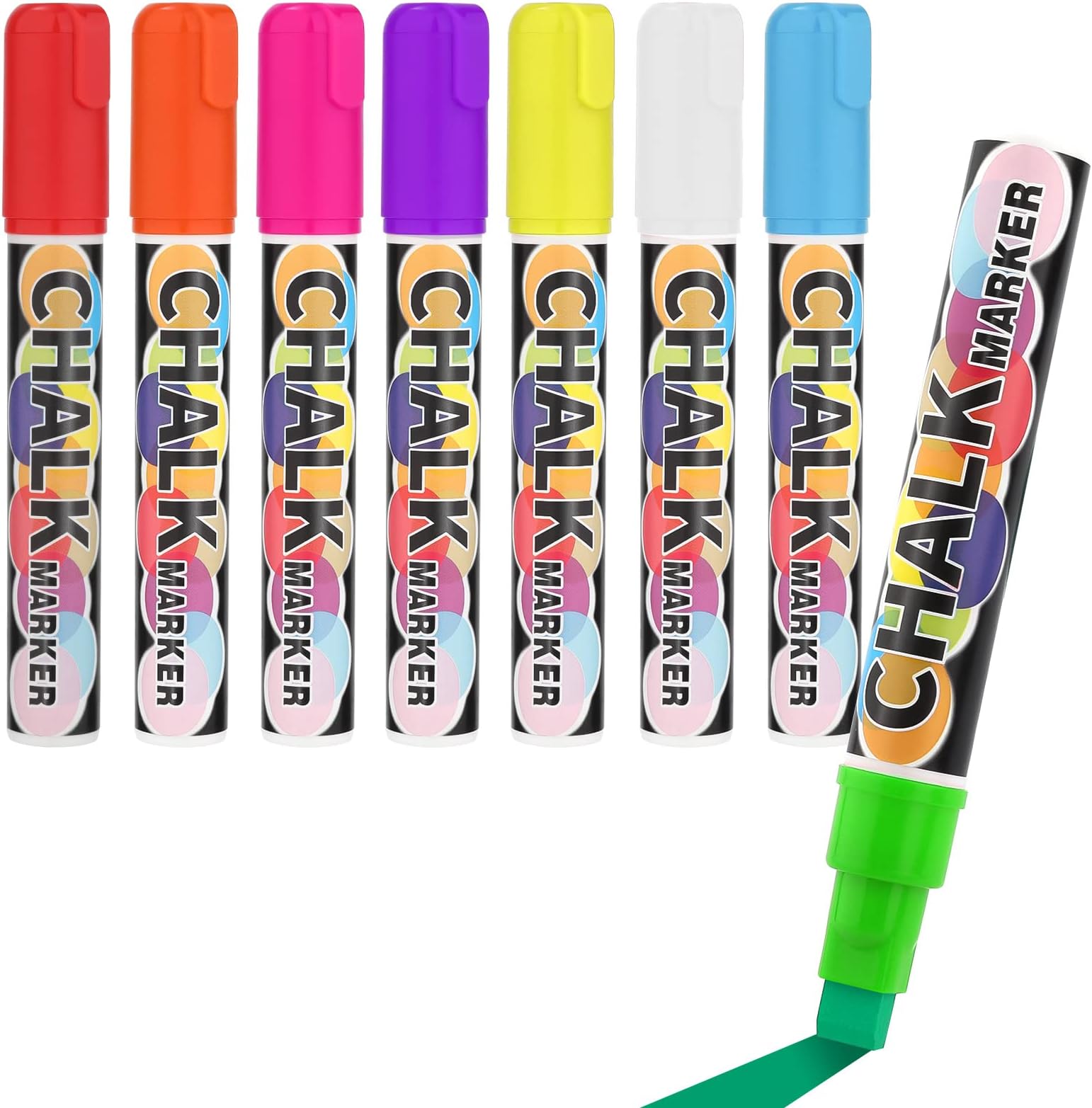 10MM Jumbo Tips Liquid Chalk Markers Pens, 8 Colors Neon Pens Erasable