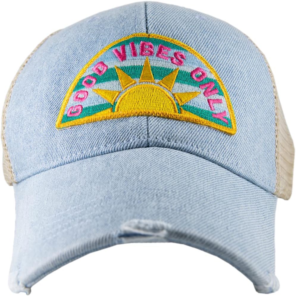 KATYDID Good Vibes Sunshine Baseball Hat - Trucker Hat for Women - Stylish Cute Ball Cap