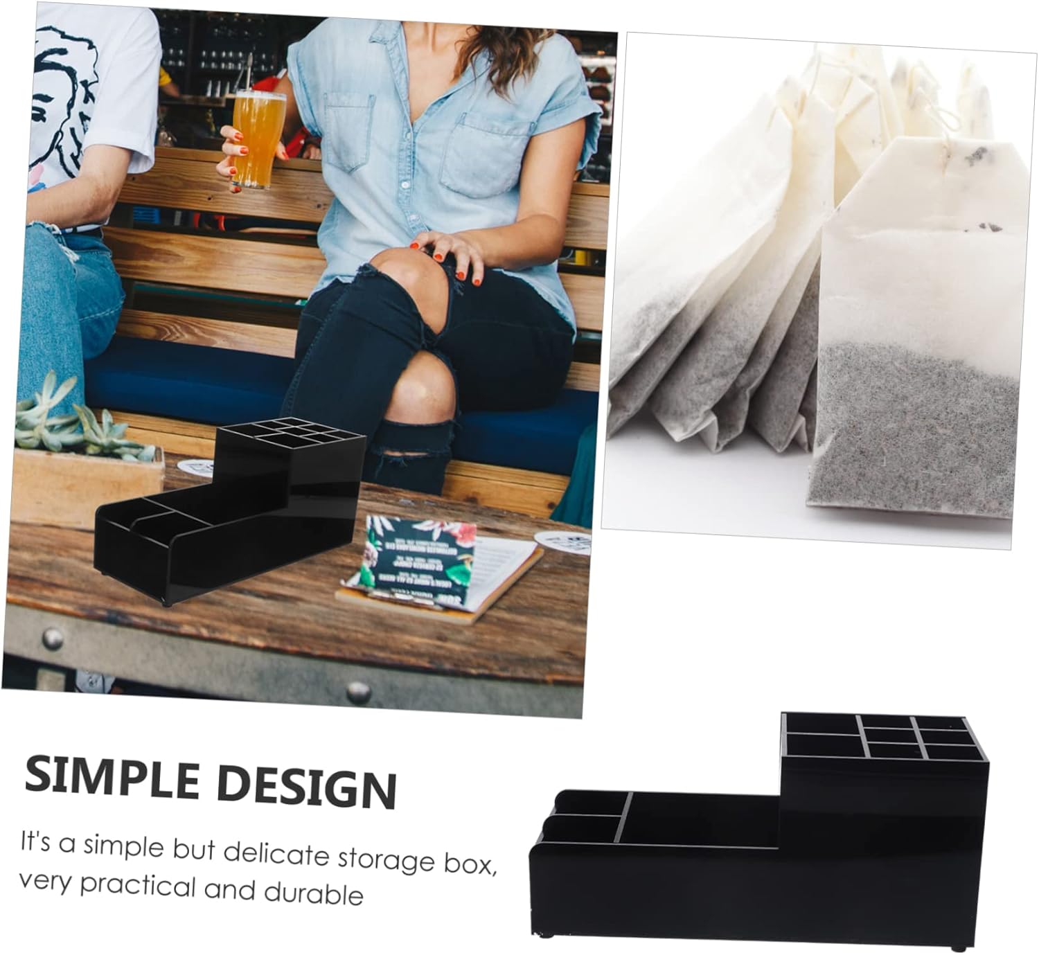 Home Bar Accessory Organizer Multi-purpose Utensil Napkin Straw Dispenser Compartment Storage Rack