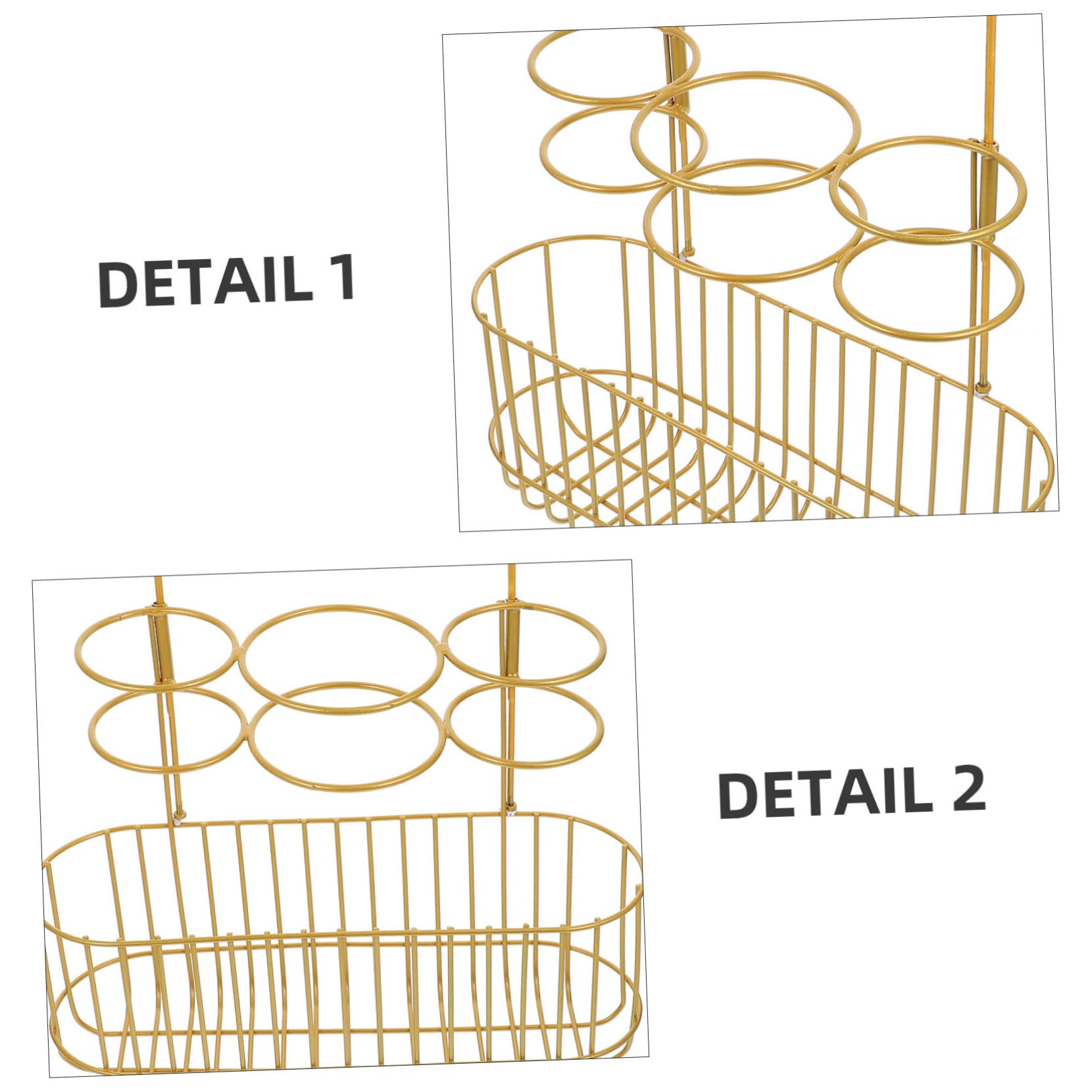 PRETYZOOM Porta Asciugacapelli da Muro in Ferro Dorato Design Multiplo per Ripiano e Canale Aria, Mensola per Accessori da Bagno e Stanza da Dormire
