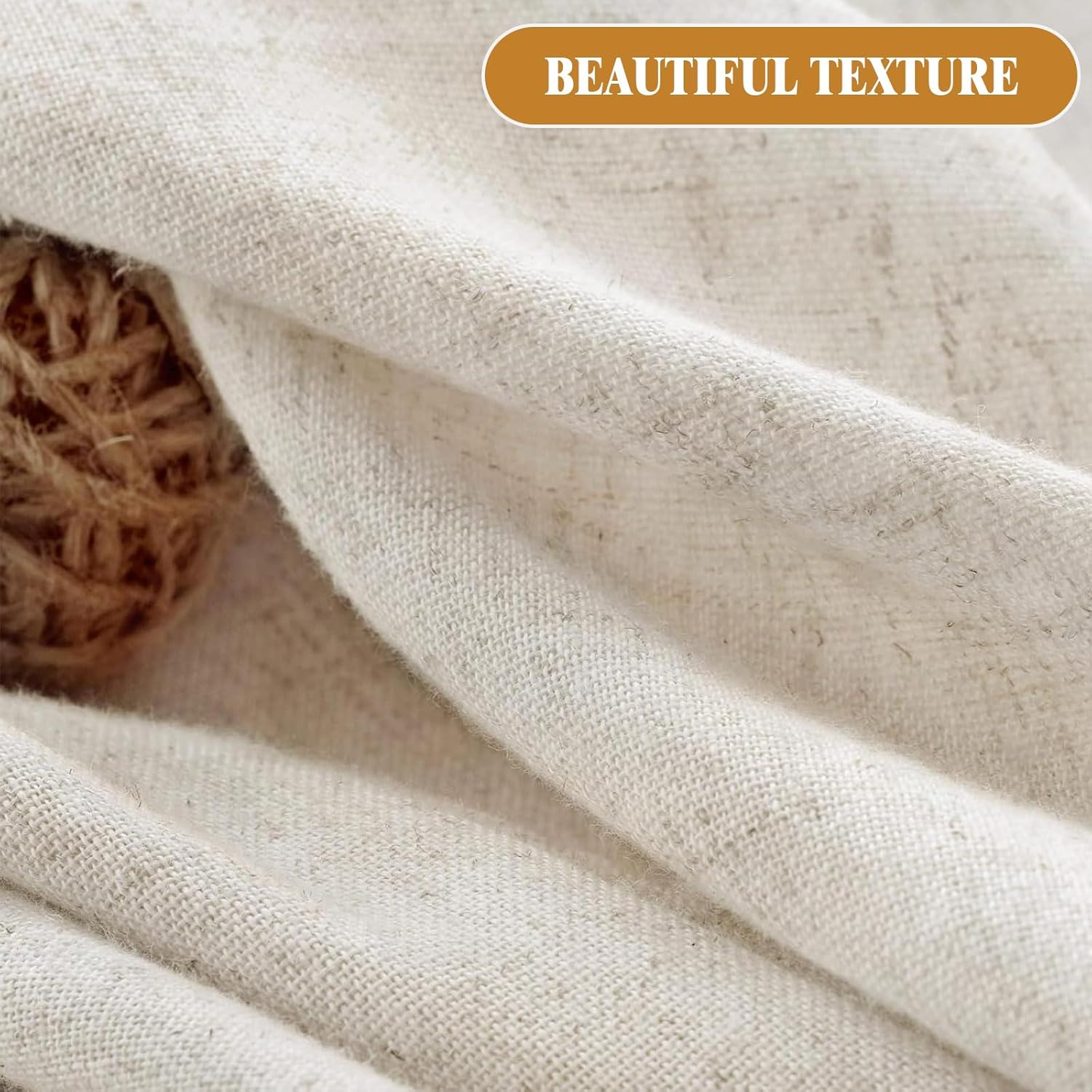 Extra Long 96 Inch Linen Shower Curtain Cream, Fabric Boho Farmhouse Shower Curtains for Bathroom Cotton Natural Cloth Liner Set 72" W x 96" L