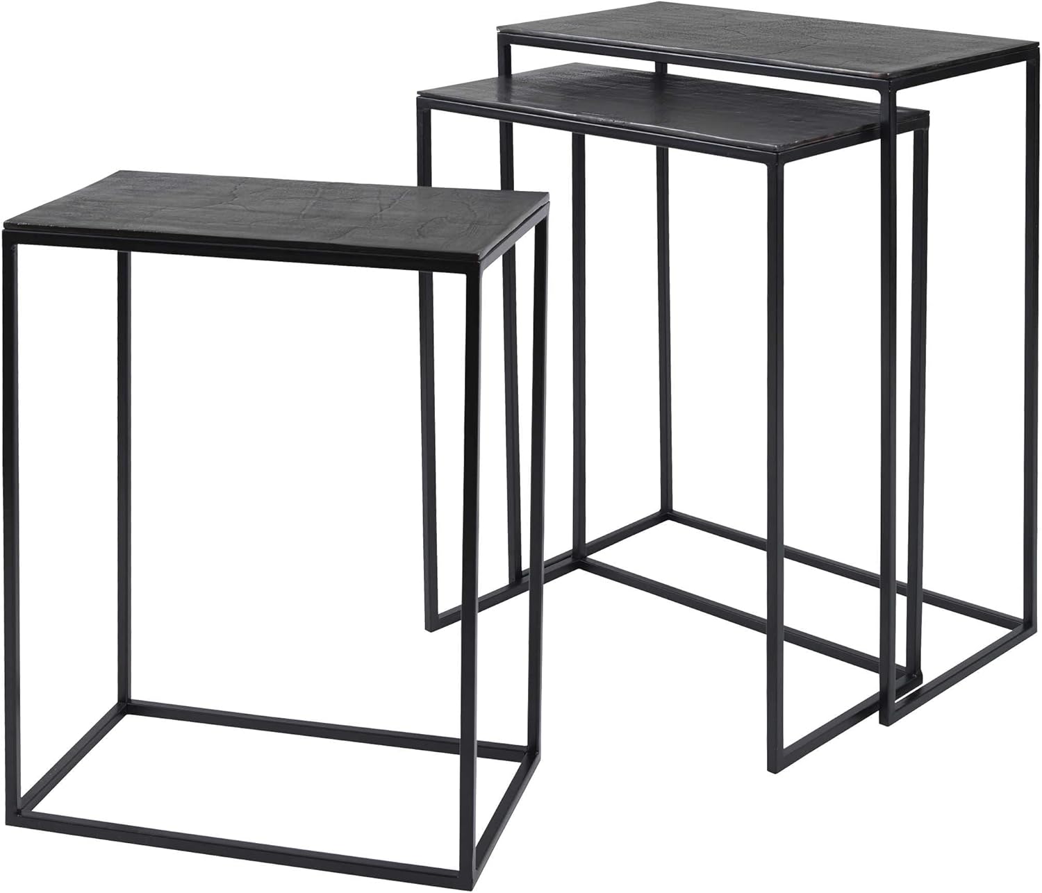Minimalist Black Iron Nesting Table Set 3 | Open Accent Modern Industrial
