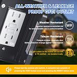 Porche lumière avec GFCI Outlet Dusk to Dawn Motion Sensor Outdoor Light 3 Modes de lumière Dispositif extérieur de lumière Étanche à l'extérieur pour la maison Patio Garage