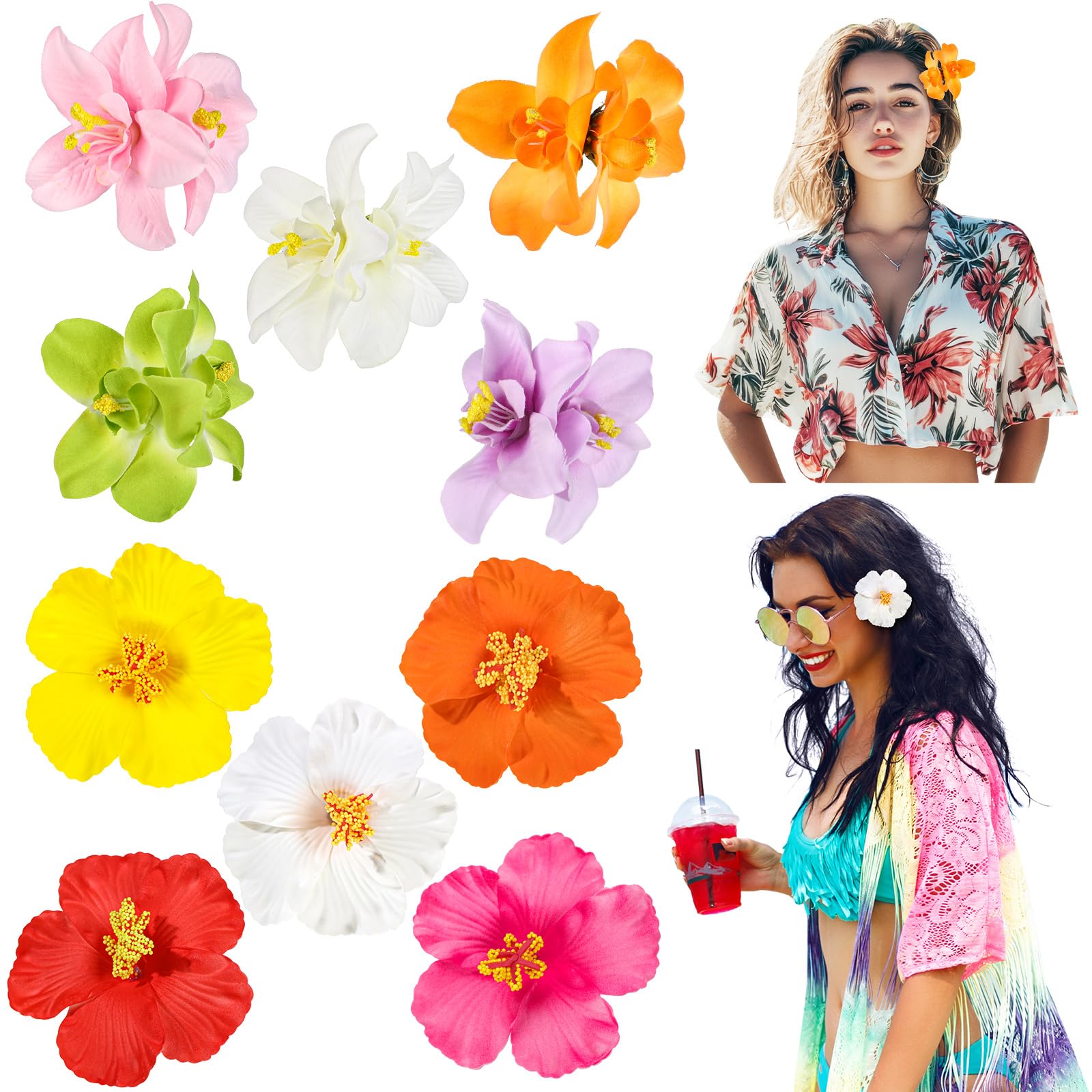 Photo 1 of ProSuites Hawaiian Flower Hair Clips - 10 Pcs
