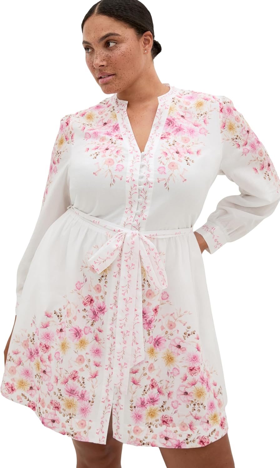 City Chic Plus Size Dress - Elia Pink Patrice Print Mini