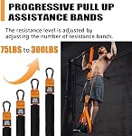 Bandes d'assistance de traction, bande de résistance de service lourd pour barre de traction et bandes de résistance 300lbs, 4 Bandes d'aide à tirer 2 Repose-pieds, poids/taille réglable pour l'entraînement à la force de traction