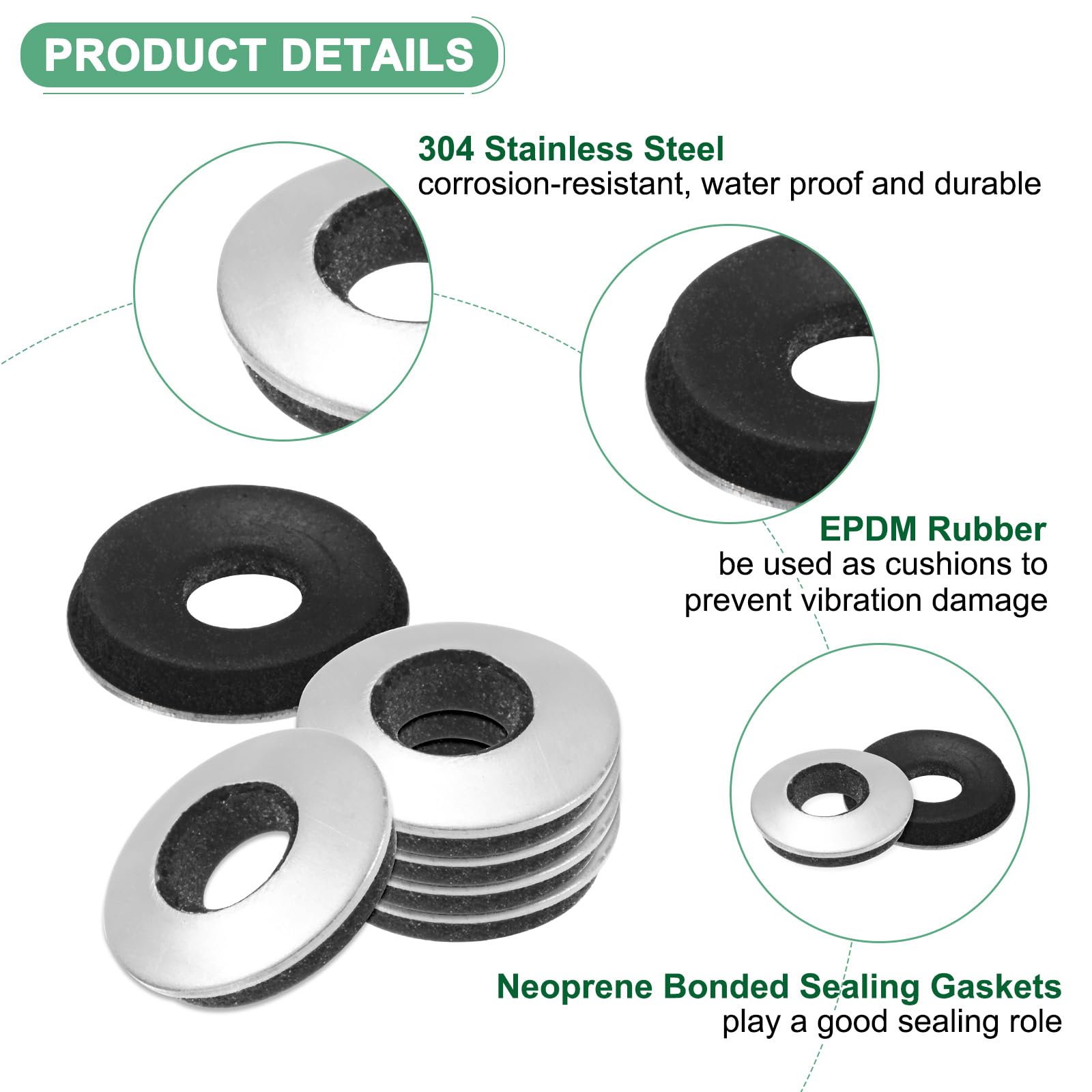 M METERXITY M5.5x12mm EPDM Bonded Sealing Rubber Washers - Image 2