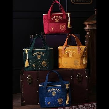Warner Bros Harry Potter Ravenclaw Alumni Lunch Bag Blue Velvet Insulated | Lunch Tote with Embroidered Hogwarts Crest, Tassel Zippers – School Lunch Box for Kids, Teens & Adult