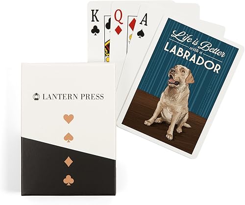 Lantern Press Yellow Lab, Life is Better (52 cartas de juego, baraja de cartas de tamaño póquer con comodines)