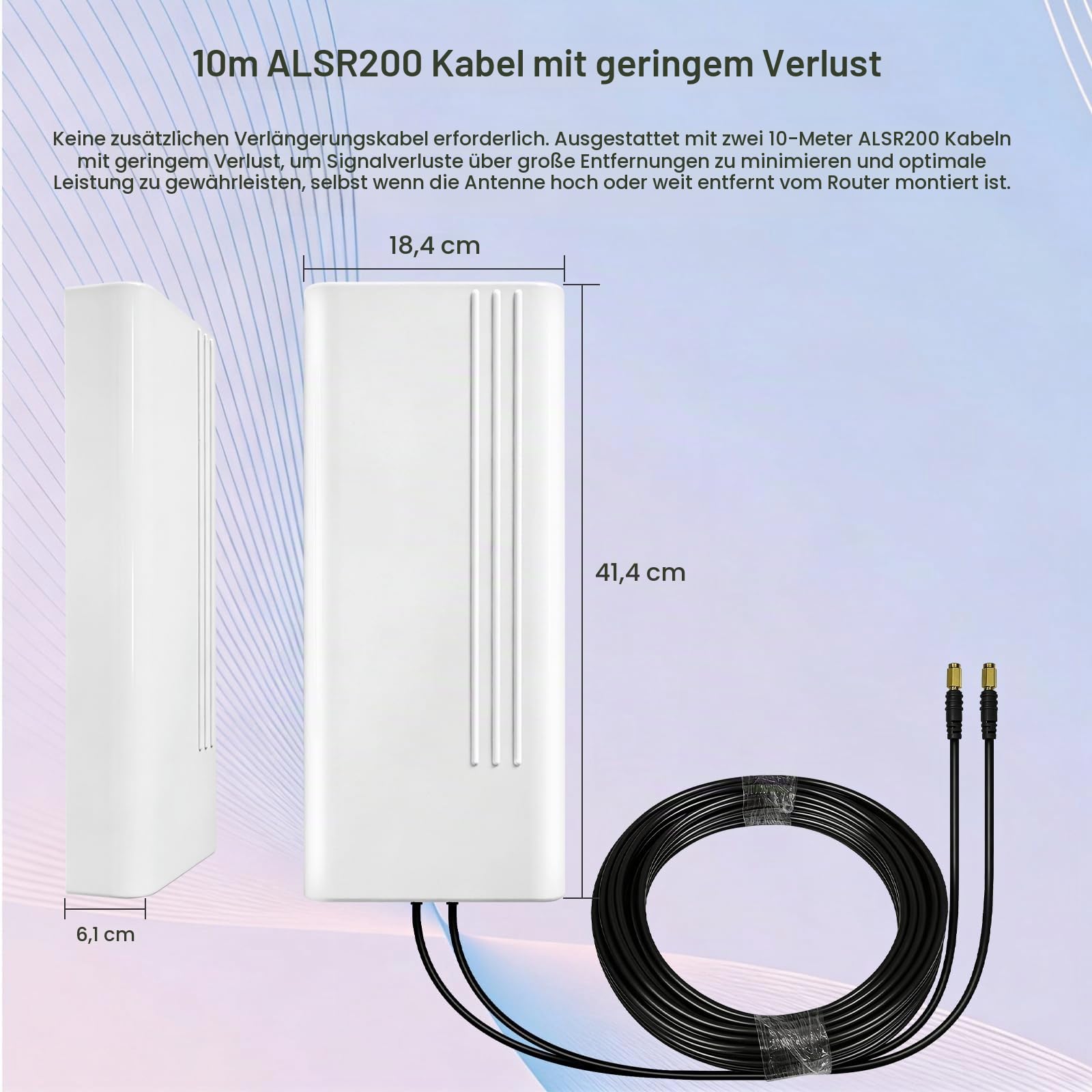5G Außenantenne 22dBi, 600-6000MHz Richtantenne, Antenne Outdoor Dual-Polarisation Directional 4G LET Antenne Verstärkung Router Externe Antenne MIMO SMA / 2 x TS9, 2x10M Verlustarmem Kabel