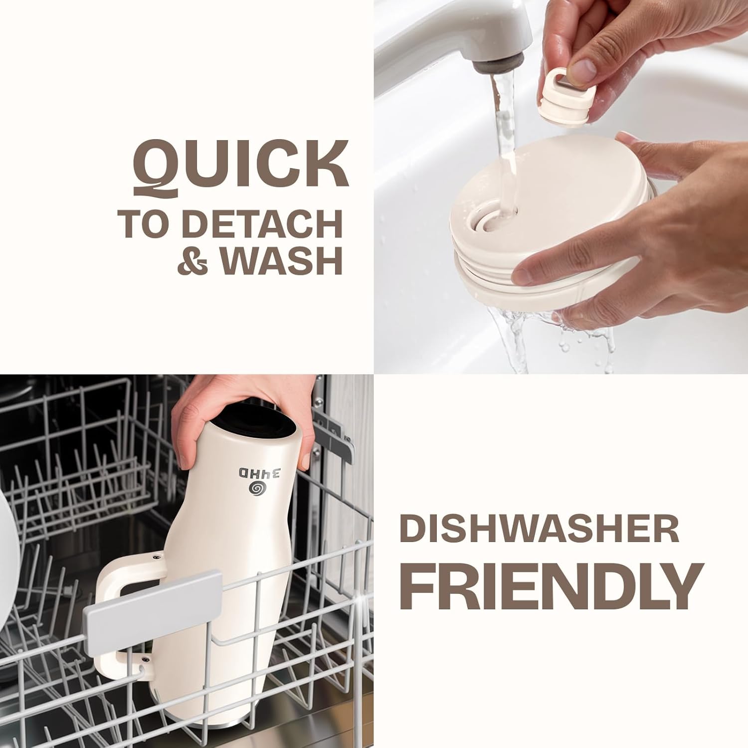 34HD 40 oz Stainless Steel Tumbler - Leakproof Insulated Water Bottle with Handle, Magnetic Lid and Flexible Straw - Iced for 48 Hours – Perfect for Men, Women, Birthday Gift, White - Vanilla Cloud - Image 7