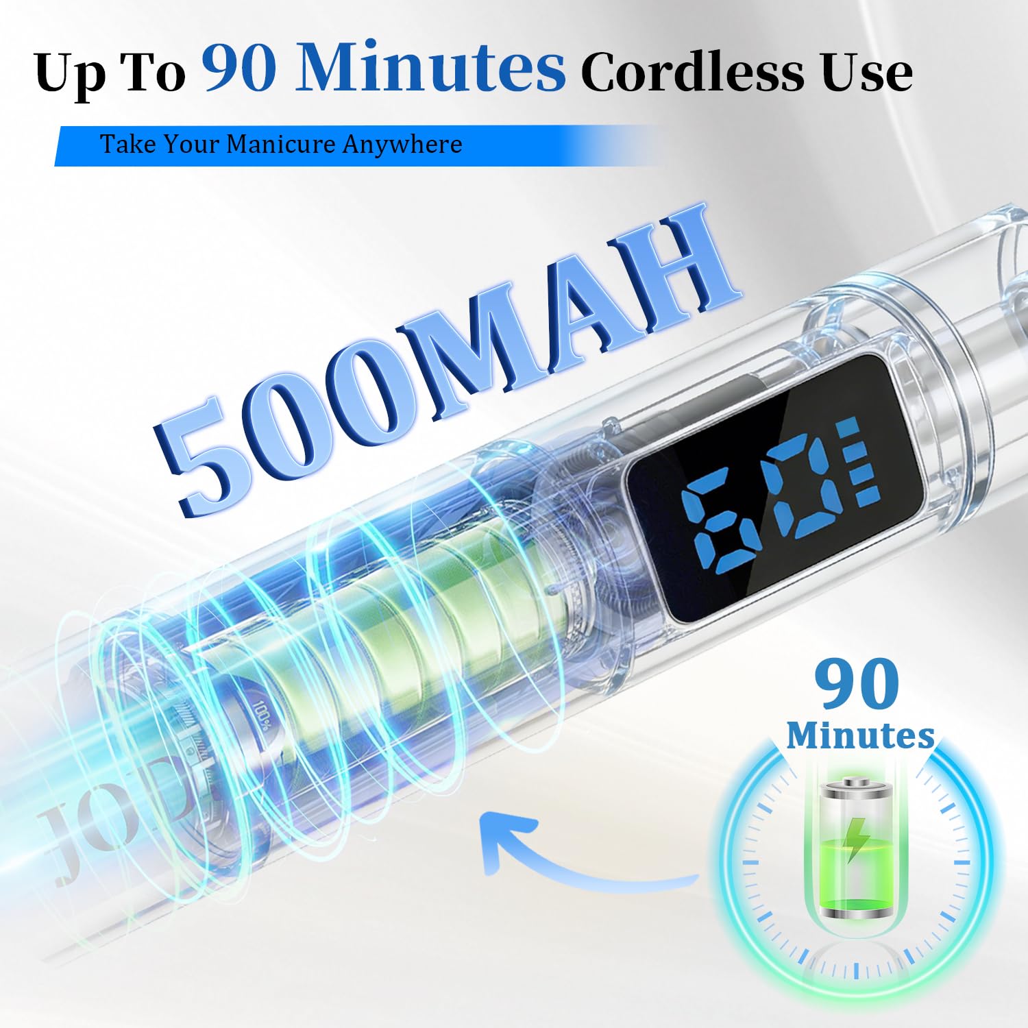 JODSONE Lampada UV per Unghie Portatile Piccola con Magnete e Display LCD - Lampada LED Ricaricabile Maniüre per Casa, Design Compatto e Maneggevole, Bianco
