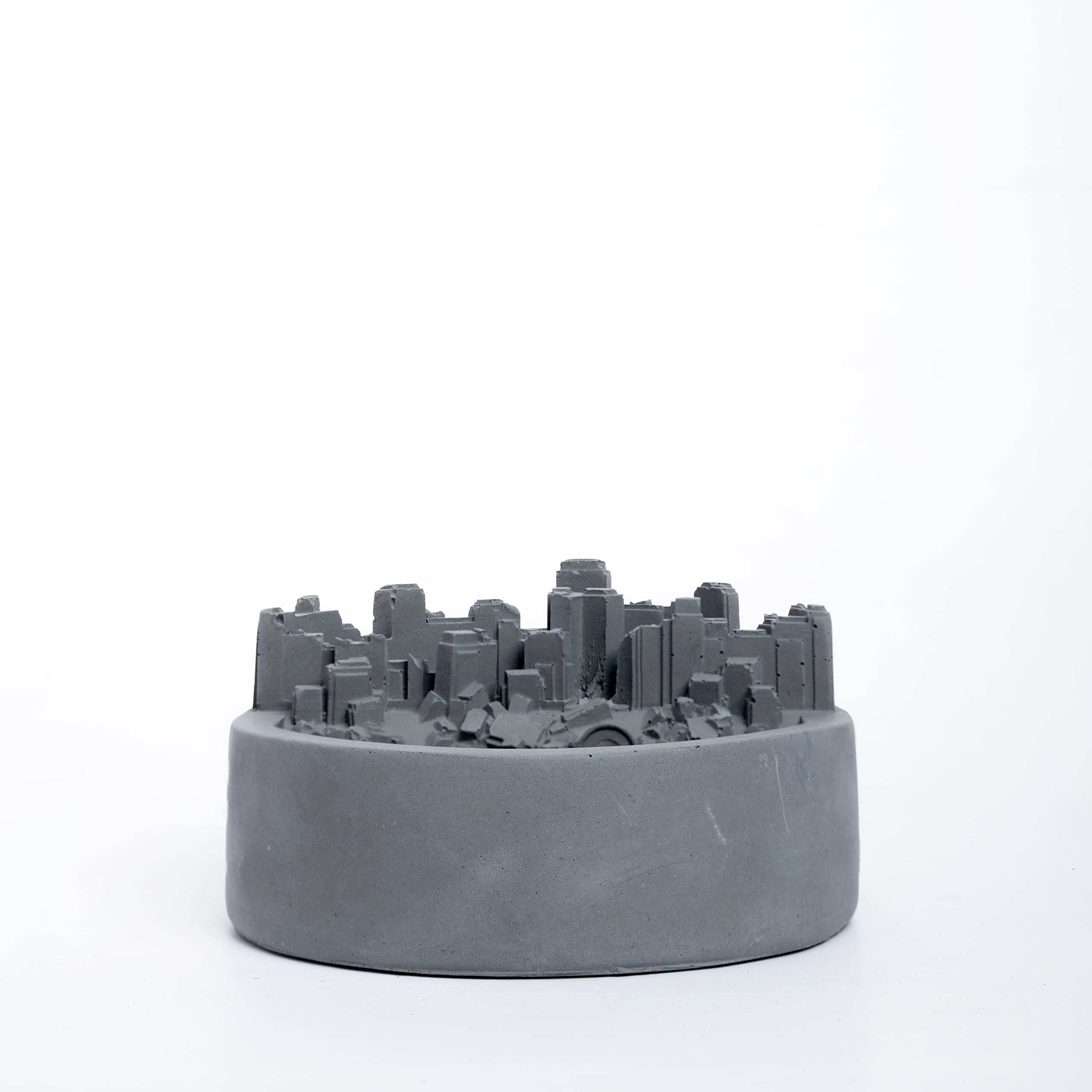 Necropolis Dark Concrete Contemporary design monochromatic Ashtray for your living room, drawing room, bedroom-image-1