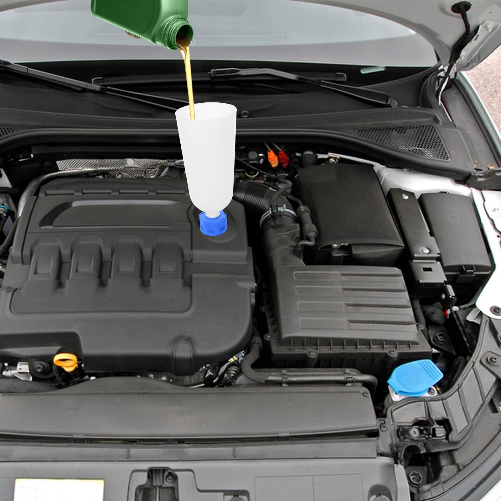 Juego de 24 piezas de llenado de aceite para motor con embudo de 2 L y juego de embudo de aceite universal, herramienta profesional para cambio de aceite de coche limpio, apto para coches, camiones y