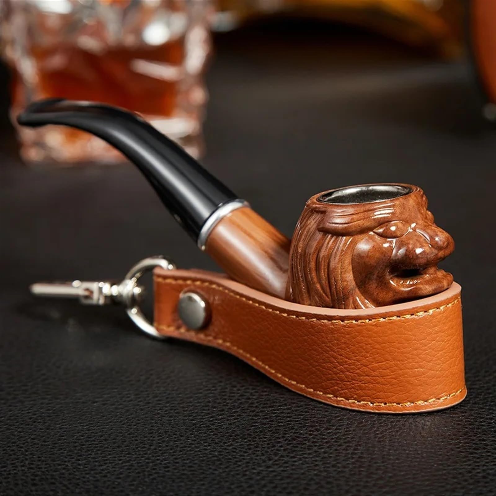 Etui do przechowywania papierosów ze skóry bydlęcej, wielofunkcyjna torba na węże papierosowe, torba na akcesoria do palenia, etui na węże Akcesoria do cygar (czarny)