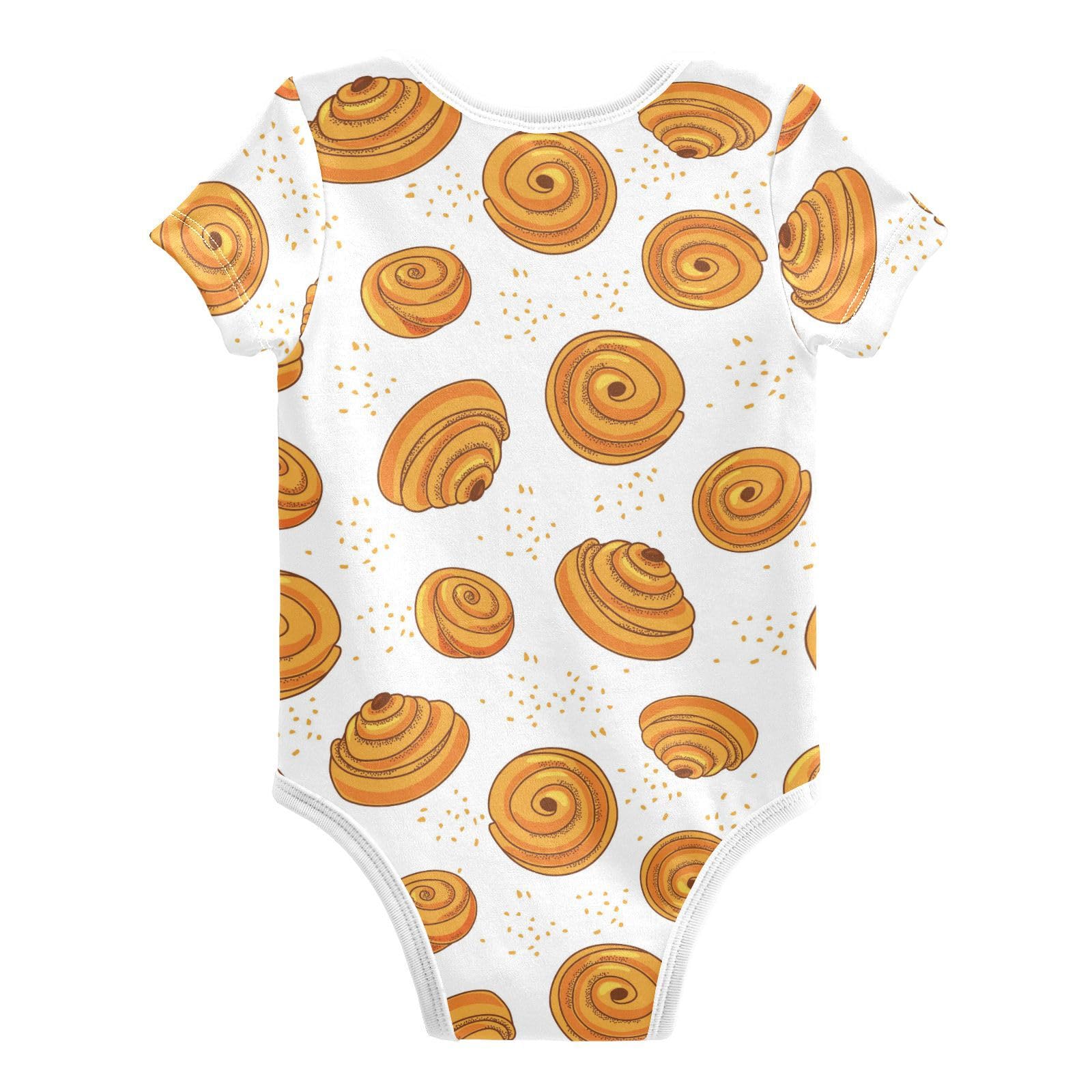 Wusikd Cinnamon Bun Unisex Baby Bodysuit Cotton Cartoon Baby Short Sleeve Clothes 12 Months for Boys Girls