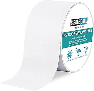RV Roof Tape White, 4 Inch X 50 Feet RV Tape, RV Sealant Tape for Camper Roof Repair, Trailer Roof Sealant, Stop Camper Roof Leaks, UV-Resistant, Weatherproof and Durable
