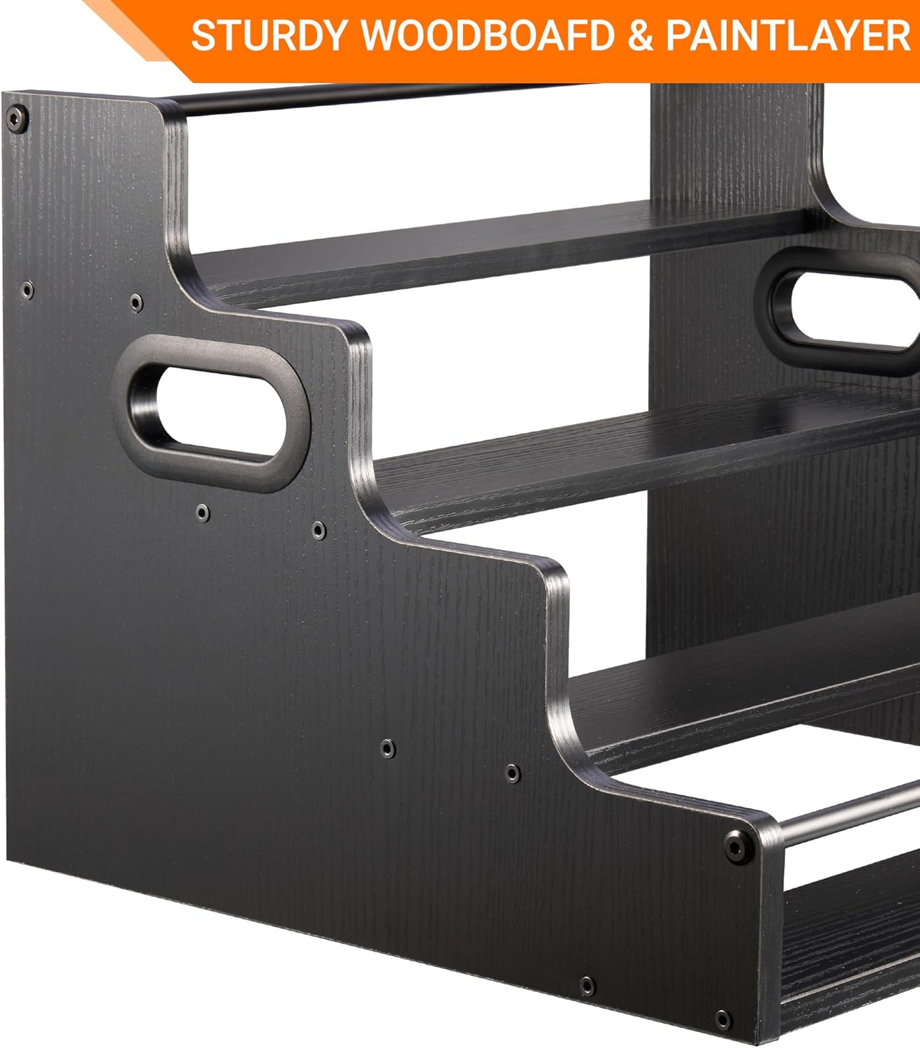 YQBRAO 4-Tier Liquor Bottle Display Shelf, Coffee Syrup Rack Organizer, Water Bottle Organizer, Mini Bar Cabinet, Rustic Bar Shelves for Liquor Whiskey, Spirits（Black）