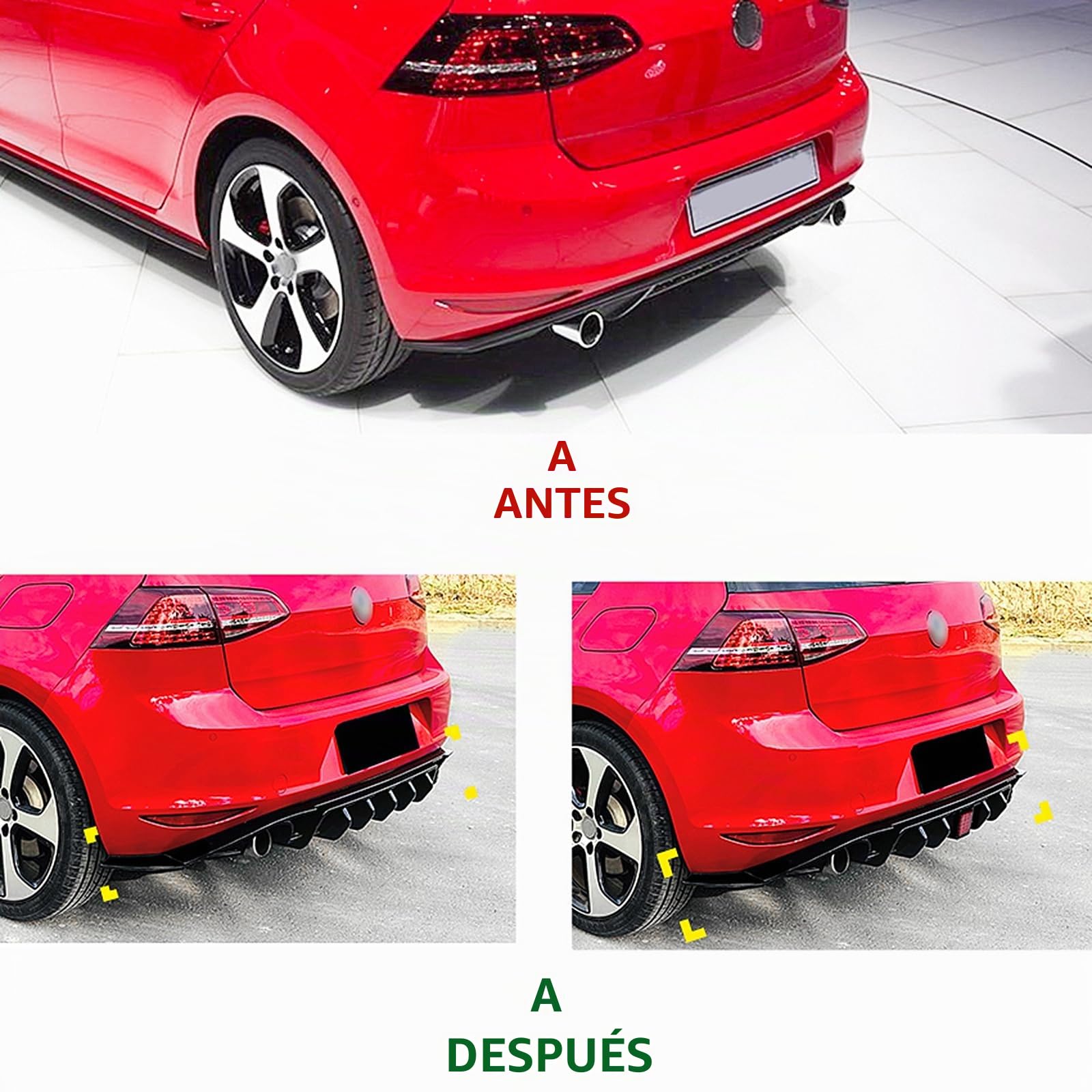 Cubierta de labio difusor de parachoques trasero de coche para Volkswagen Golf 7 MK7 Bodykit negro brillante