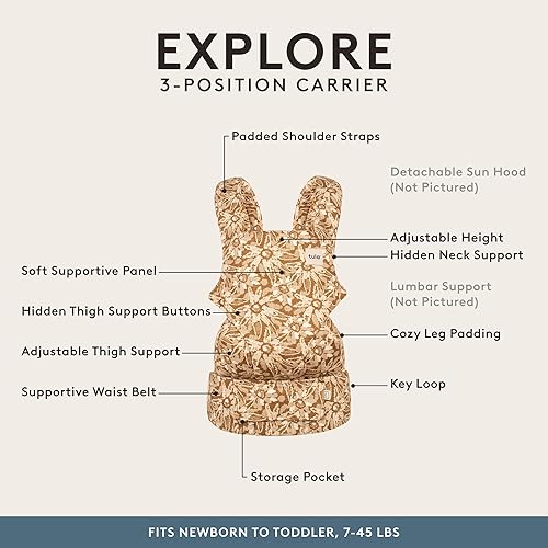 Miniatura 3 de Baby Tula Explore Carriers - Portabebés transpirable para recién nacidos a niños pequeños - Portabebés ajustable - Múltiples posiciones ergonómicas