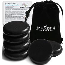 Maxdee Massage Stones Essential Hot Stones for Massage, 6 Large Hot Stones Massage Kit Hot Rocks Massage Stones for Professional or Home Spa, Foot Heater, Relaxing, Healing, Pain Relief, 3.14"