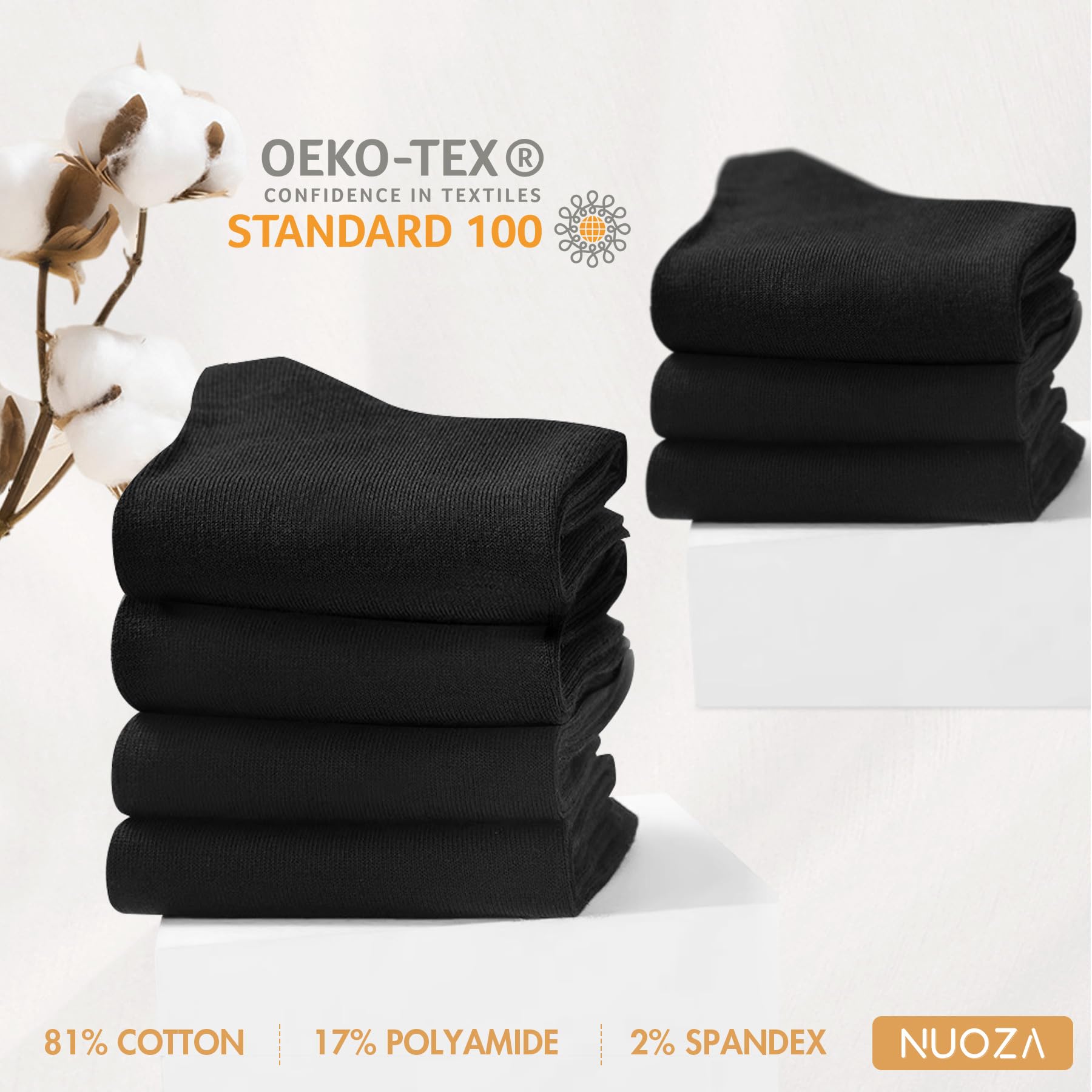 NUOZA 12 Paia Calzini Uomo Cotone Lunghe Sportivi Business Classiche Calze Trekking Donna Traspiranti Tennis Elastiche