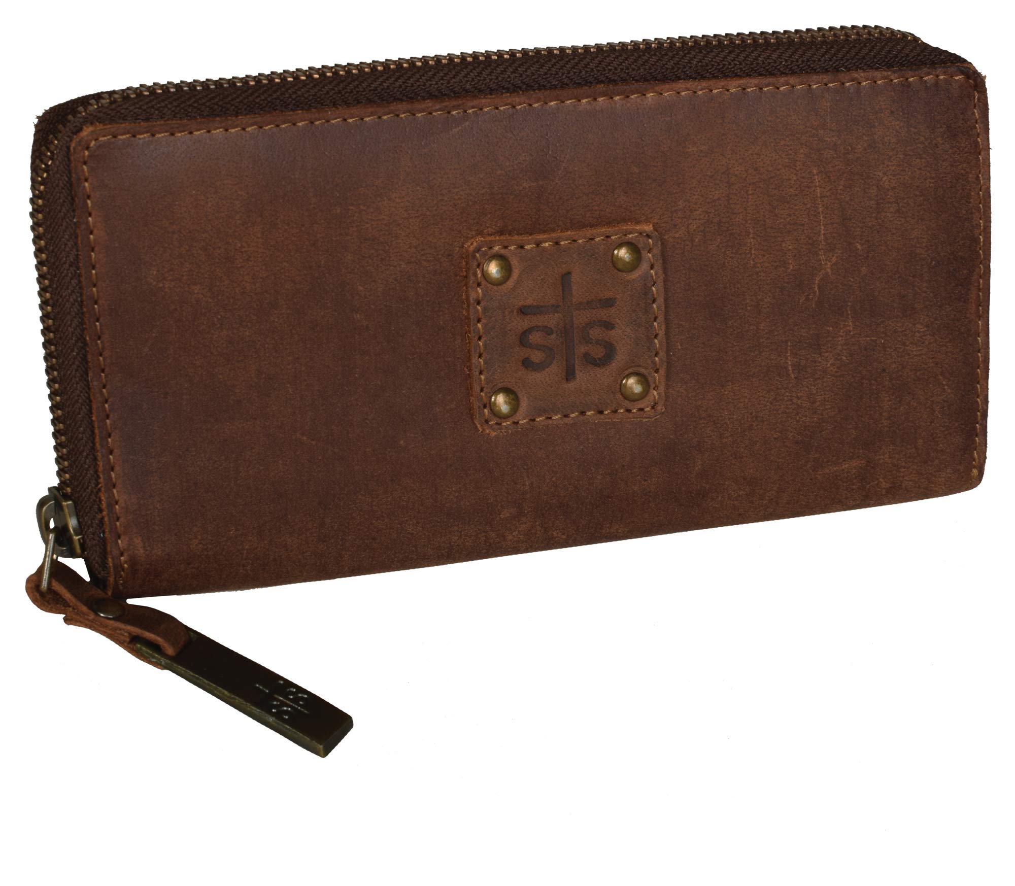 Women's The Baroness Leather Card Holder Bi-Fold Zip-Wallet Brown One Size