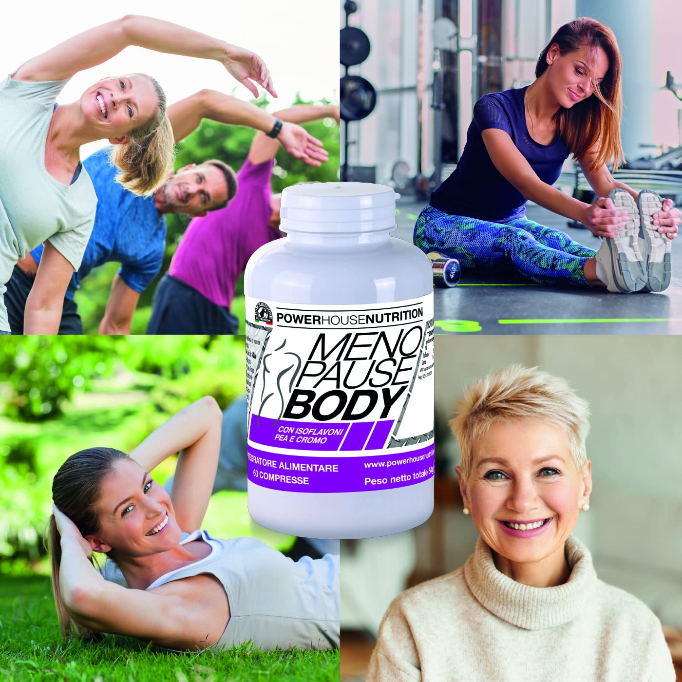 Integratore Menopausa e Pre-Menopausa Donna MENOPAUSE BODY – Isoflavoni di Soia, PEA e Cromo – 60 Compresse – Made in Italy – Powerhouse Nutrition