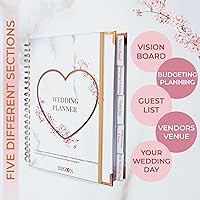 Vista 2 de Beautiful Bridal Wedding Planner - 9" x 11" Wedding Planner Book and Organizer with 5 Tabbed Sections, 144 Pages, Countdown Calendar, Metal Corners