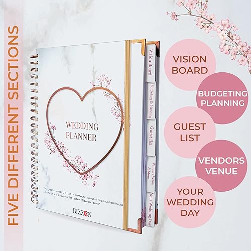 Miniatura 2 de Hermoso planificador de boda nupcial – 9 x 11 pulgadas planificador de bodas libro y organizador con 5 secciones con pestañas, 144 páginas,