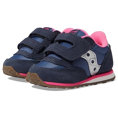 Saucony Kids Originals Jazz Hook Loop Sneaker (Toddler/Little Kid) Kids Shoes Navy/Silver/Pink
