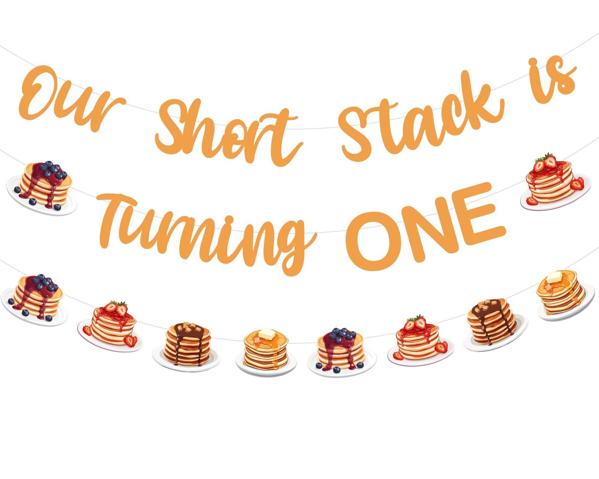 Wonmelody Pancake First Birthday Decorations Our Short Stack is Turning One Pancakes-Banner Garland Sweet-Pancakes Party Kit Breakfast and Brunch