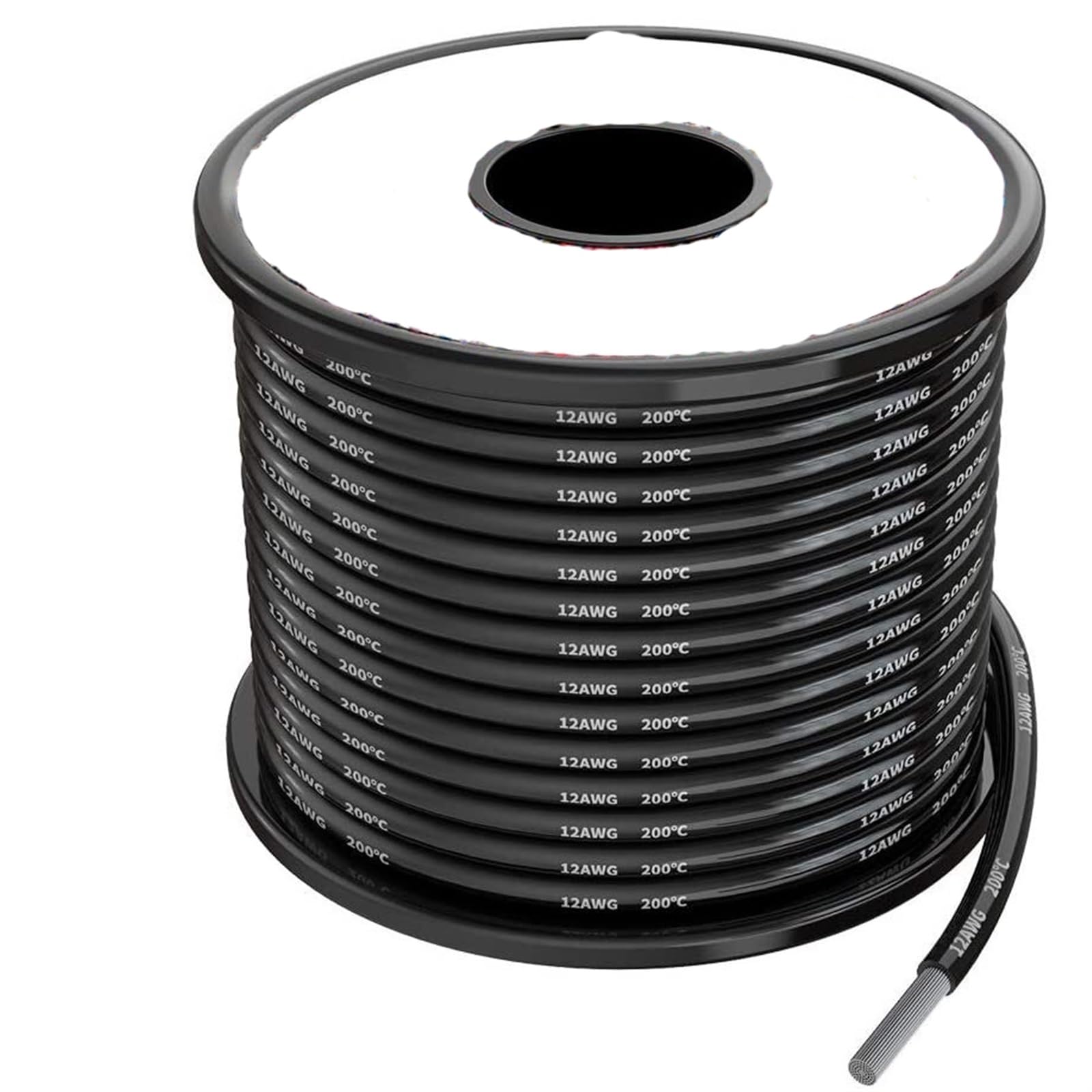 Troncalización Sólido Cables de Cobre estañado con oxígeno de 20 Metros 12AWG 3,3 mm2 Cable eléctrico de Silicona 10 Metros Negro y 10 Metros Rojo Conector Telar