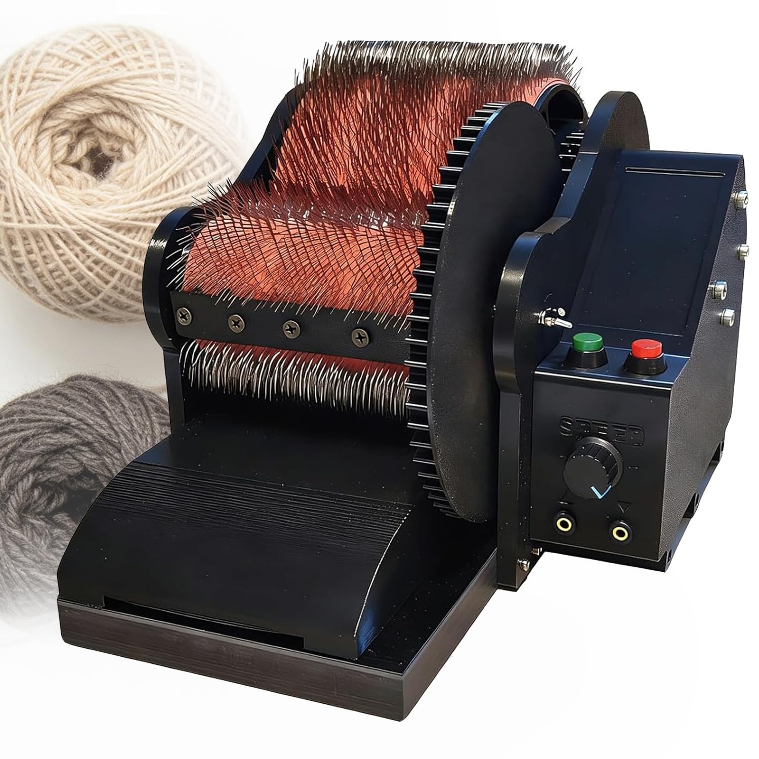 Ymnogjie Multifunctional Wool Blending Combing Machine Adjustable Rotation Speed Electric Fiber Carder Practical Handicraft For Wool Felting And Creative Hobby