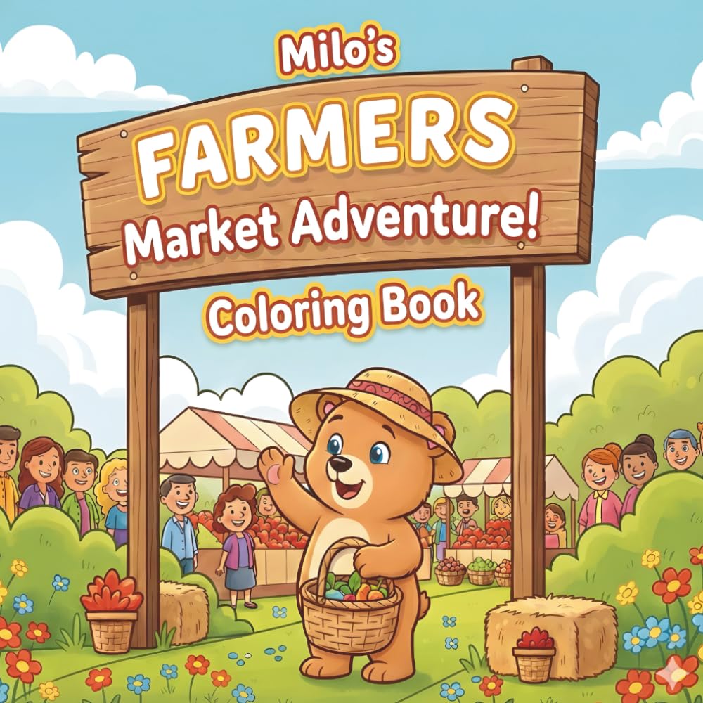 Milo’s Farmers Market Adventure: Bold & Easy Coloring Book for Kids Ages 3–6 Featuring Farm Animals, Fruits & Veggies, and Market Day Scenes (The Homestead Harvest Collection)