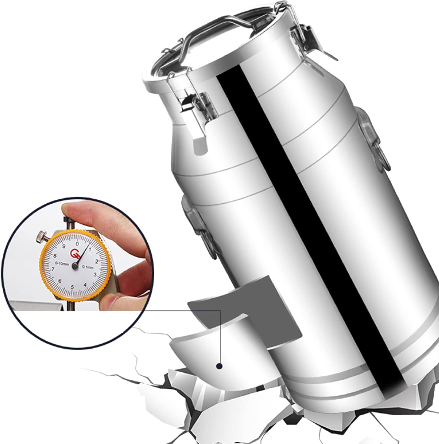 Seal Milk Transport Can, Stainless Steel Milk Transport Cans Wine Pail Bucket Tote Jug - 5L/9L/14L Milk Canister Dairy Pot Barrel with Sealed Lid Heavy Duty Tank (Siliver 14L)