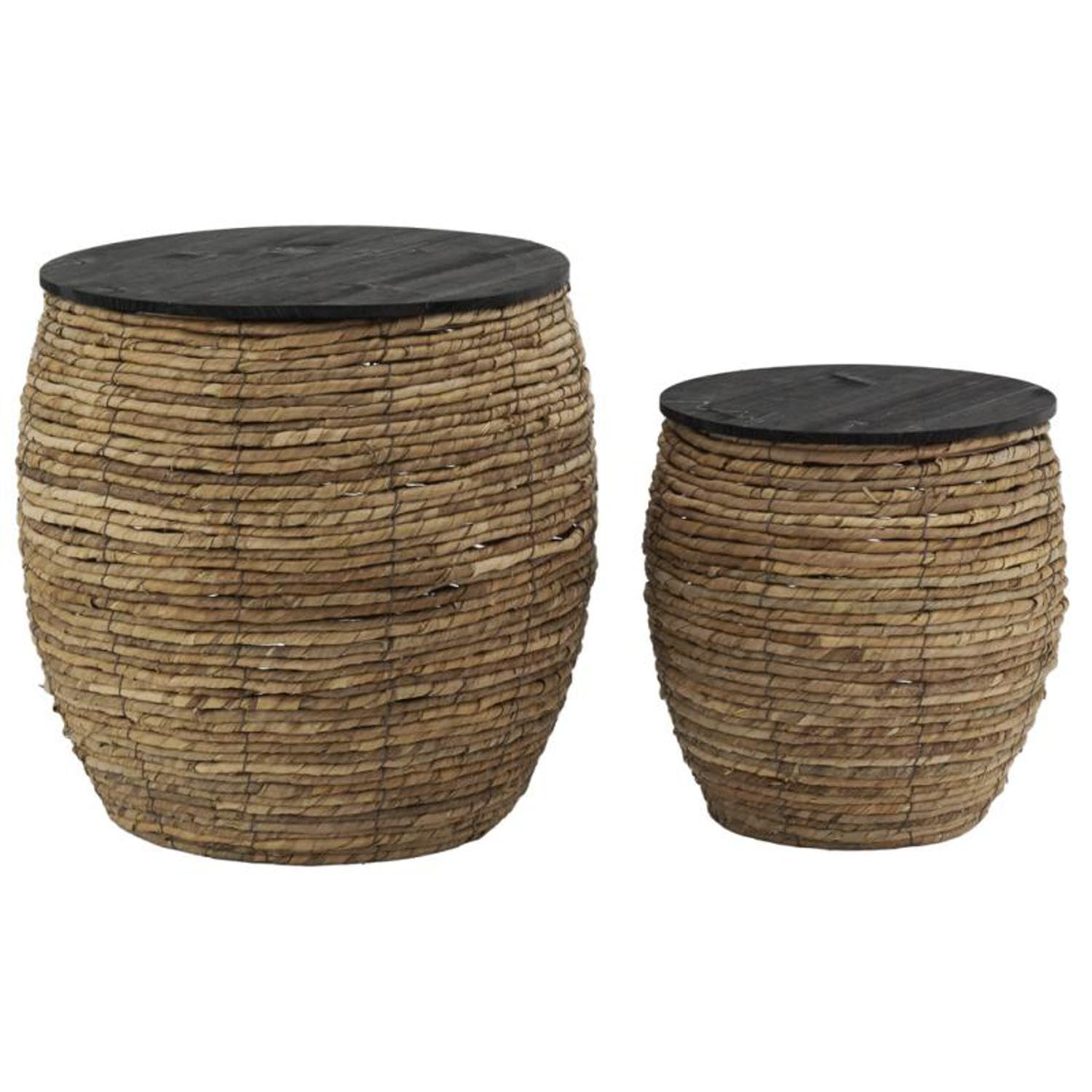 Poufs coffres abaca bois Aubry Gaspard rangement salon
