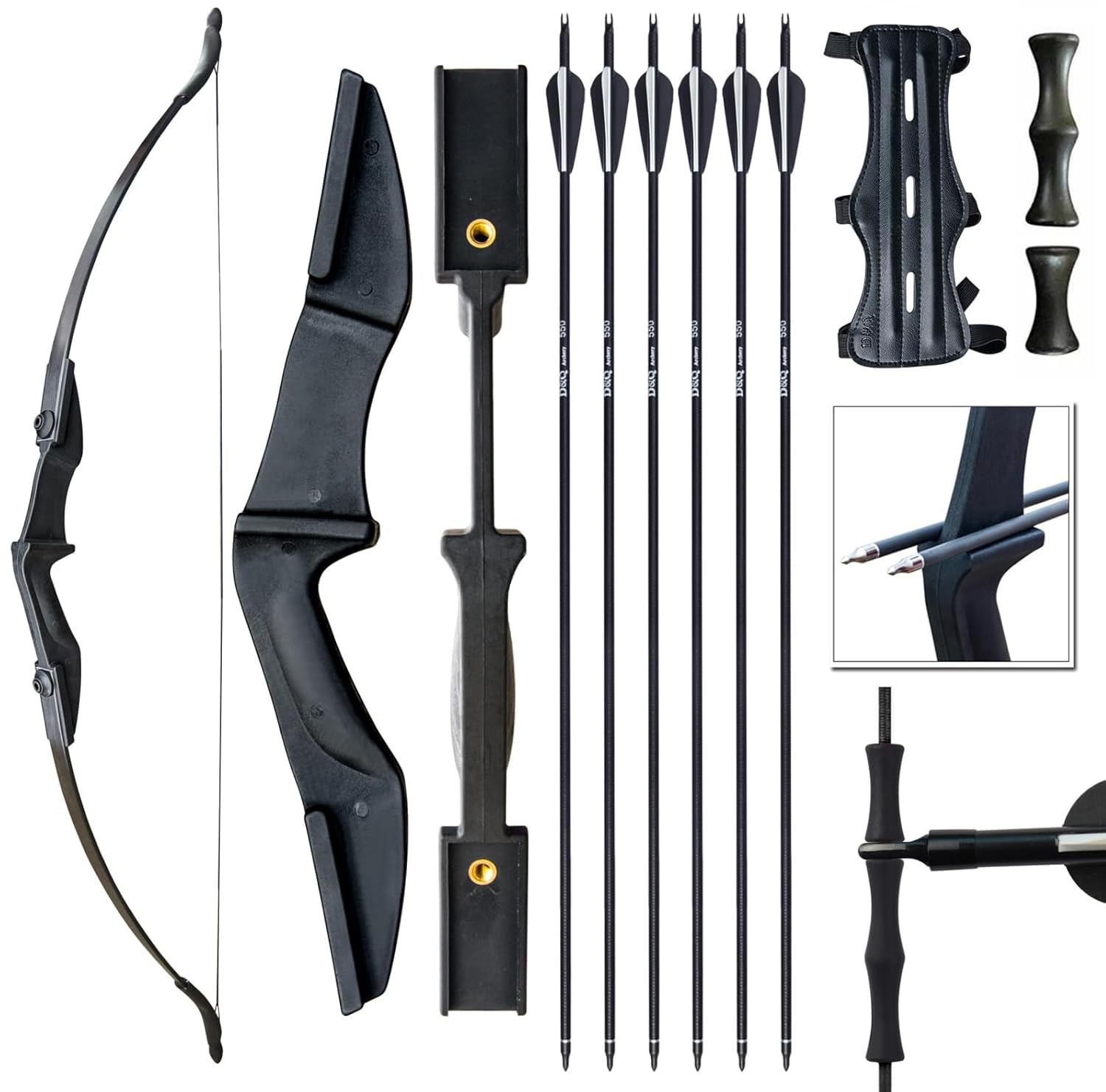 Archery Bow for Adult Beginner, Left and Right Handed Recurve Bow and Arrow 20LB 30LB 40LB Takedown Bow Set Easy to Assemble